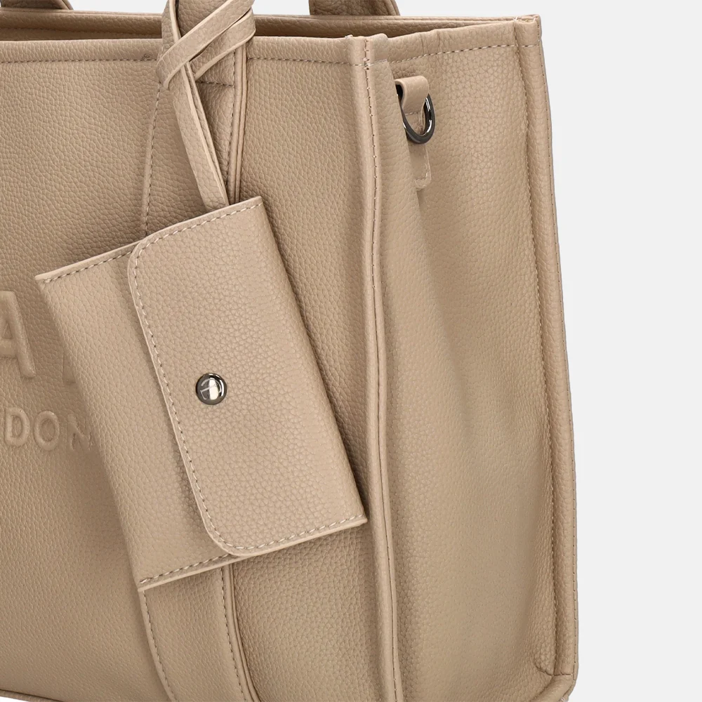 Charm London Debossed shopper M zand bij Duifhuizen