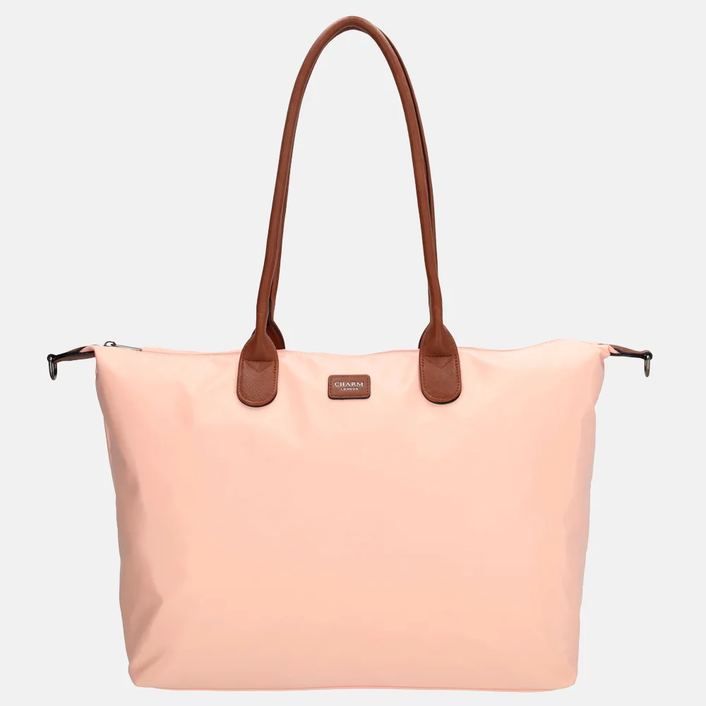 Charm London Buckingham shopper met 15.6 inch laptopvak L soft pink bij Duifhuizen