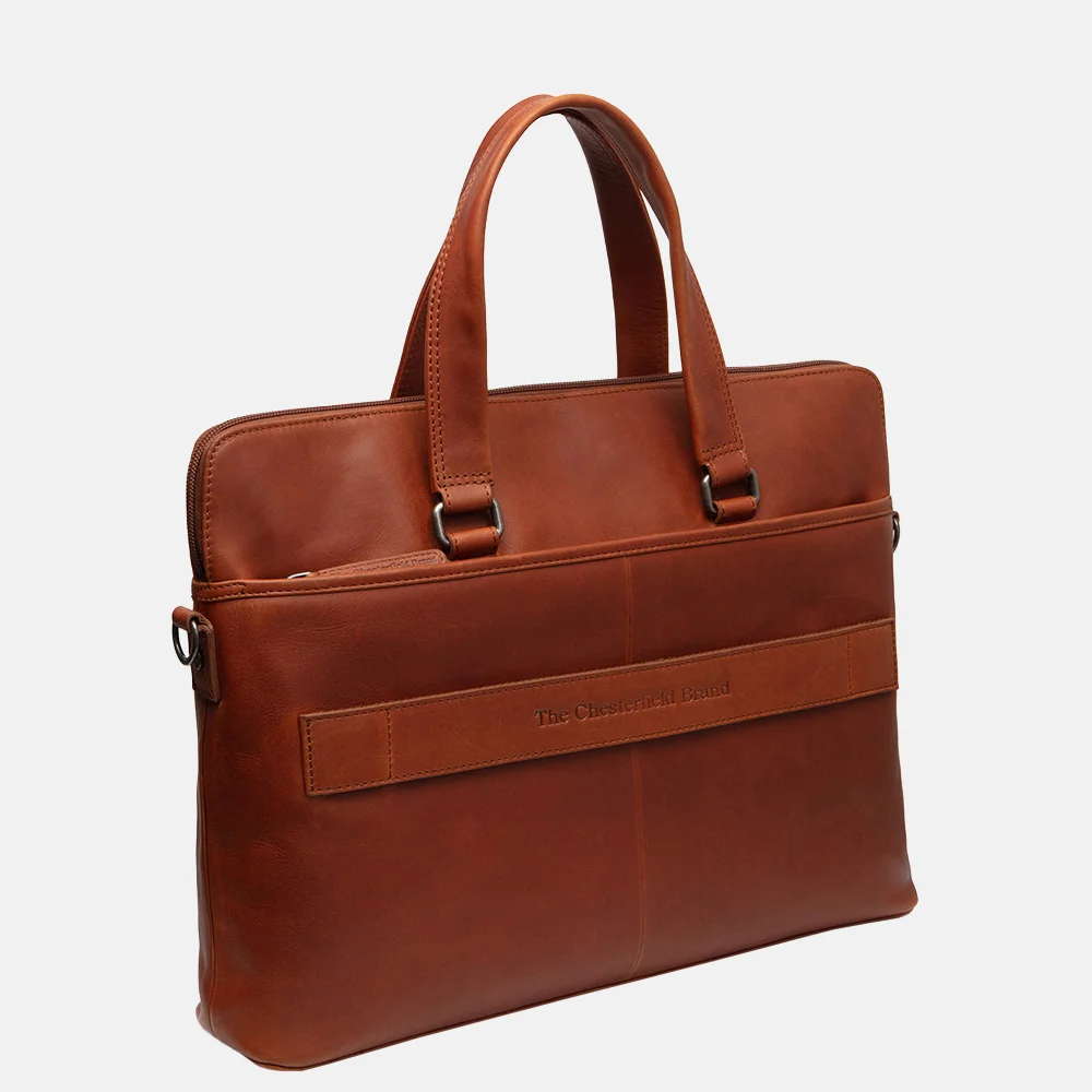 Chesterfield Elvas laptoptas 14 inch cognac bij Duifhuizen