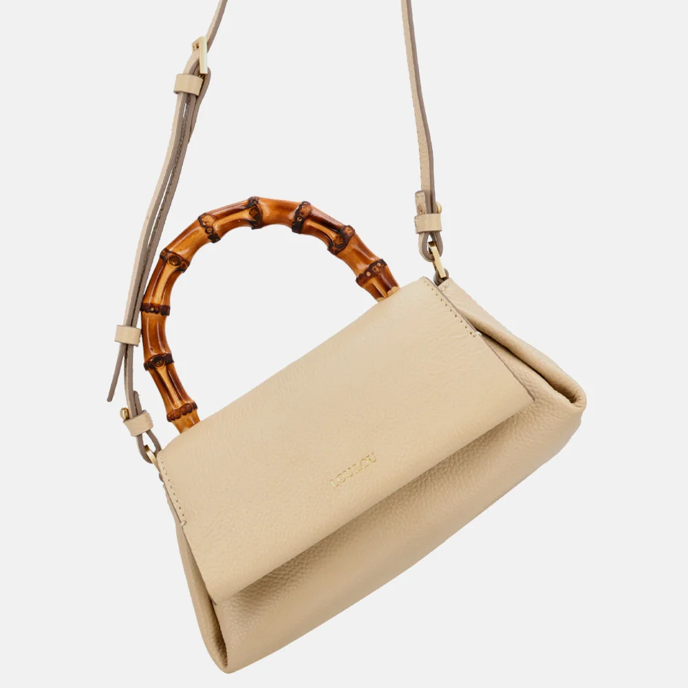 Loulou Essentiels Mae Bamboo handtas beige bij Duifhuizen