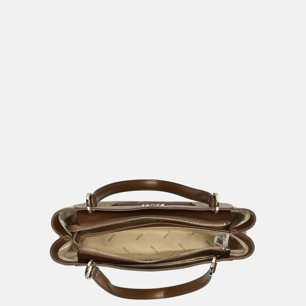 Guess Mietta Noel tote shopper latte logo/brown bij Duifhuizen