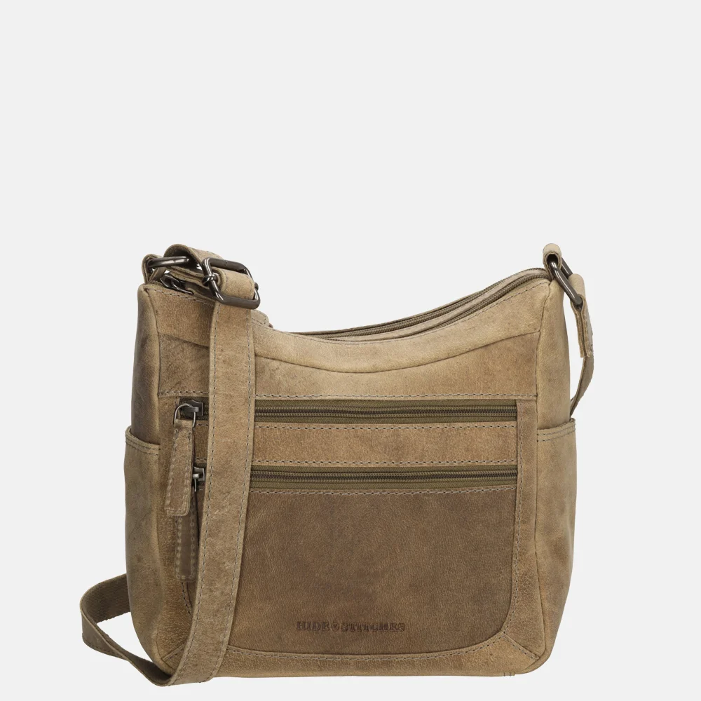 Hide & Stitches crossbody tas donkerzand  bij Duifhuizen