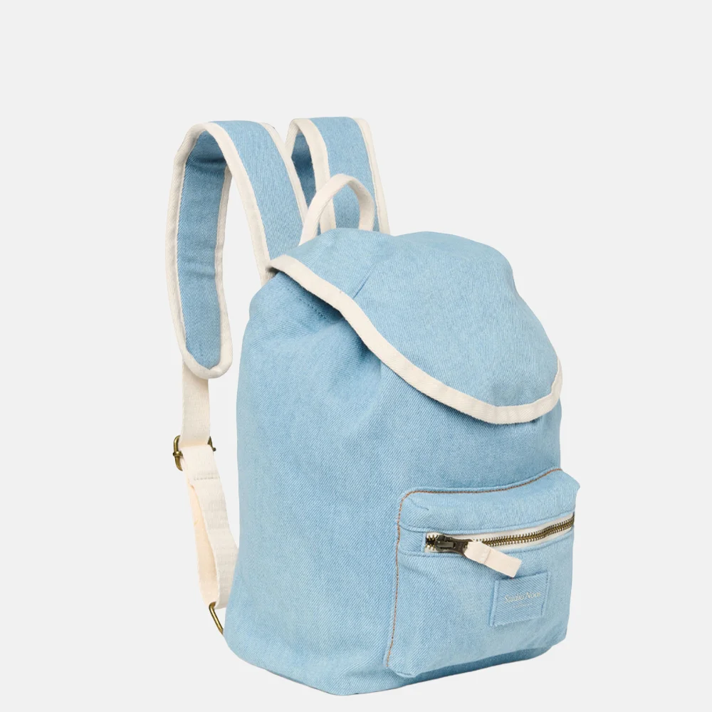 Studio Noos solid midi Drawstring kinderrugzak denim bij Duifhuizen