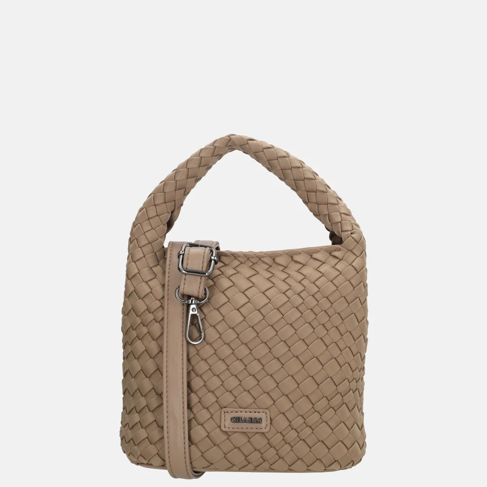 Charm London Madera handtas gevlochten neopreen S taupe