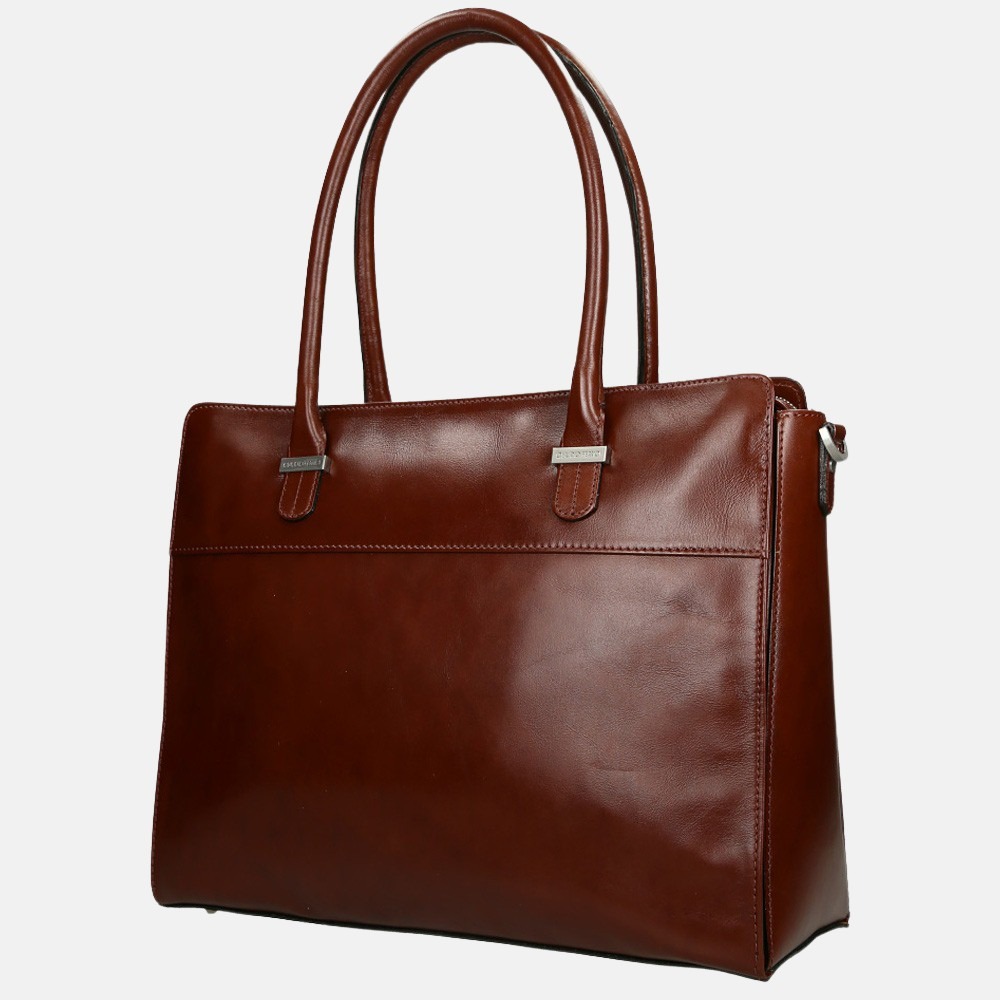 Claudio Ferrici Classico shopper/laptoptas 15 inch brown bij Duifhuizen