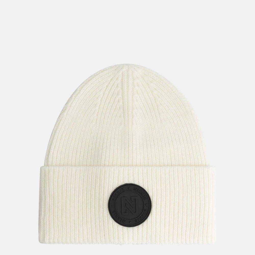 Nikkie Round Patch beanie star white