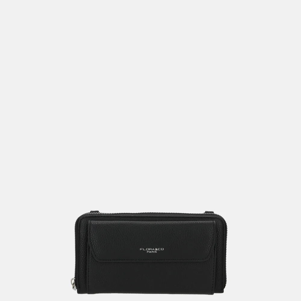 Flora & Co portemonnee/ crossbody tas black bij Duifhuizen