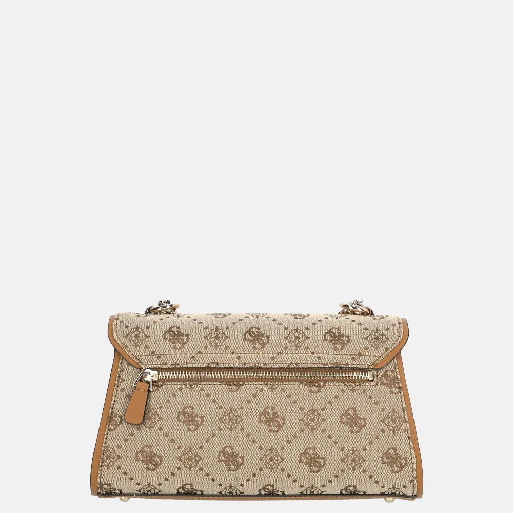 Guess Neda flapbag crossbody tas latte logo bij Duifhuizen