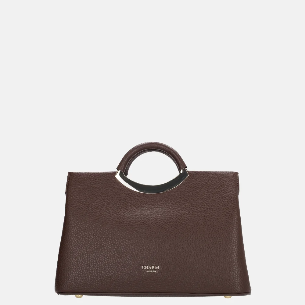 Charm London handtas beugel donkerbruin bij Duifhuizen