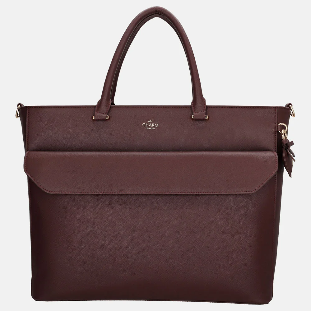 Charm London handtas 15 inch bordeaux bij Duifhuizen
