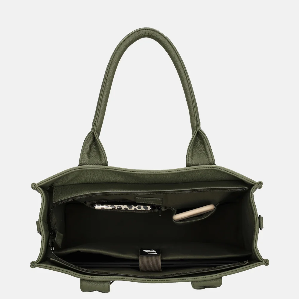 Charm London laptoptas 15 inch natuur groen bij Duifhuizen