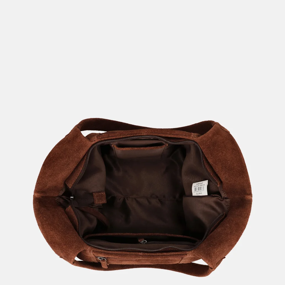 Hide & Stitches Brazos suede shopper L donkerbruin bij Duifhuizen