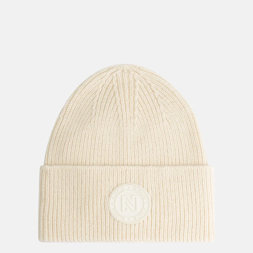 Nikkie Round Patch beanie cream bij Duifhuizen