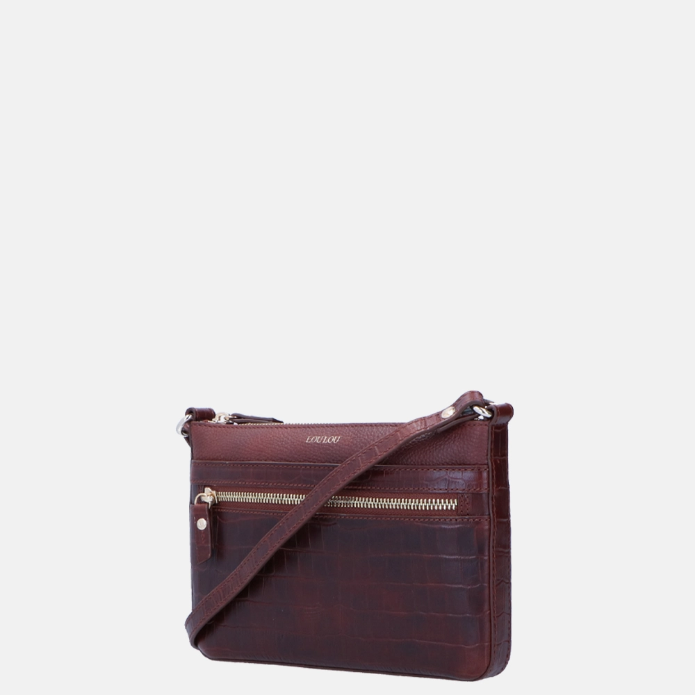 LouLou Essentiels Classy Croco crossbody tas cacao bij Duifhuizen