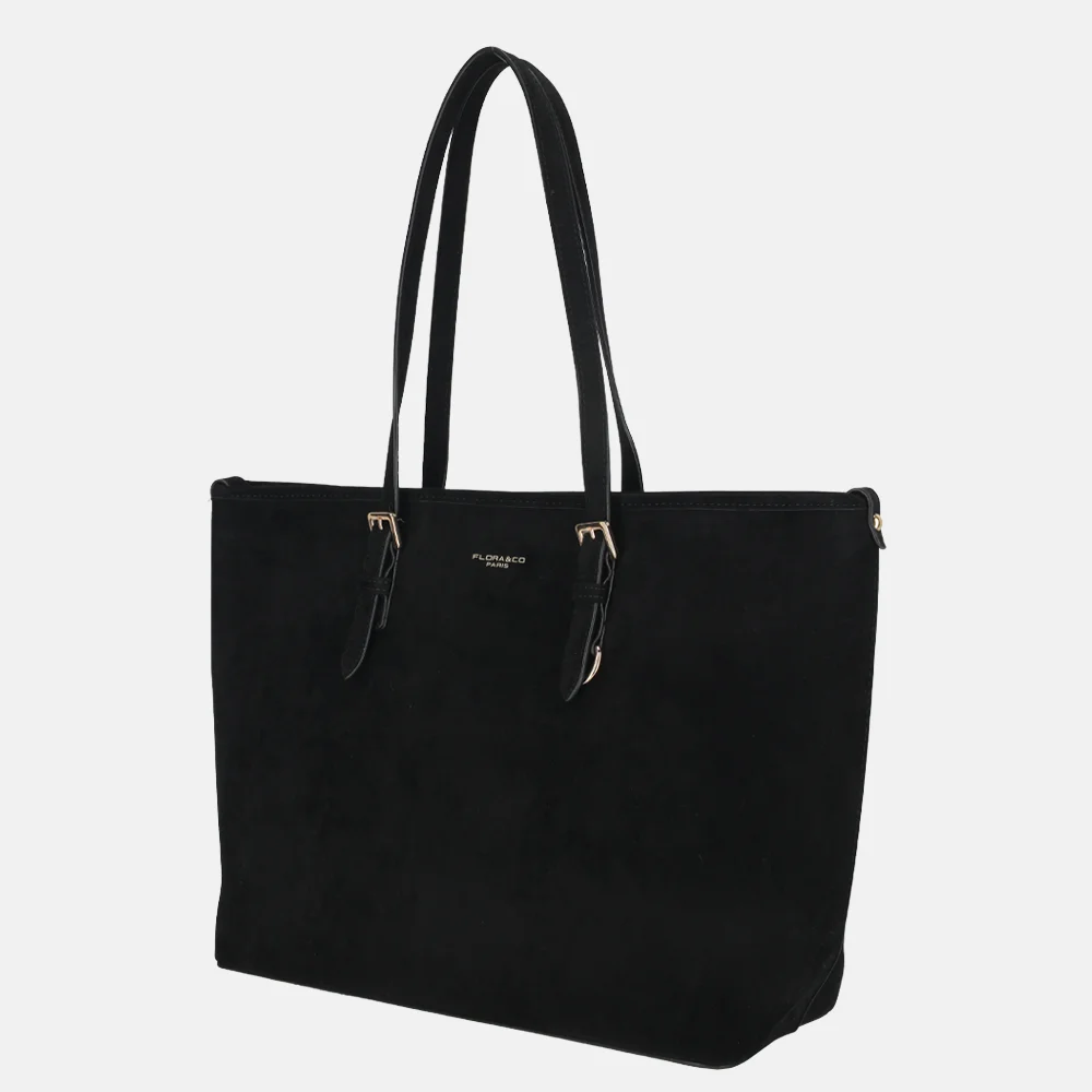 Flora & Co suedine shopper L noir bij Duifhuizen