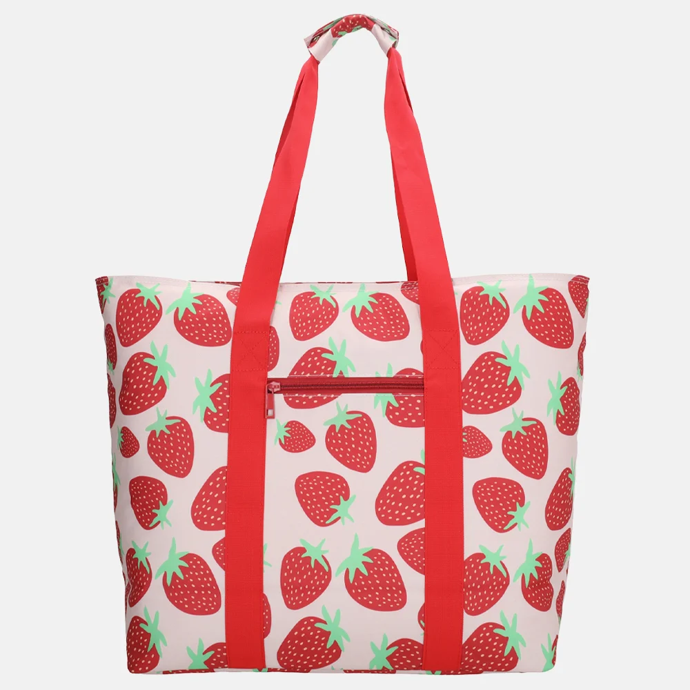 Zebra Trends strandtas met koelvak strawberry bij Duifhuizen