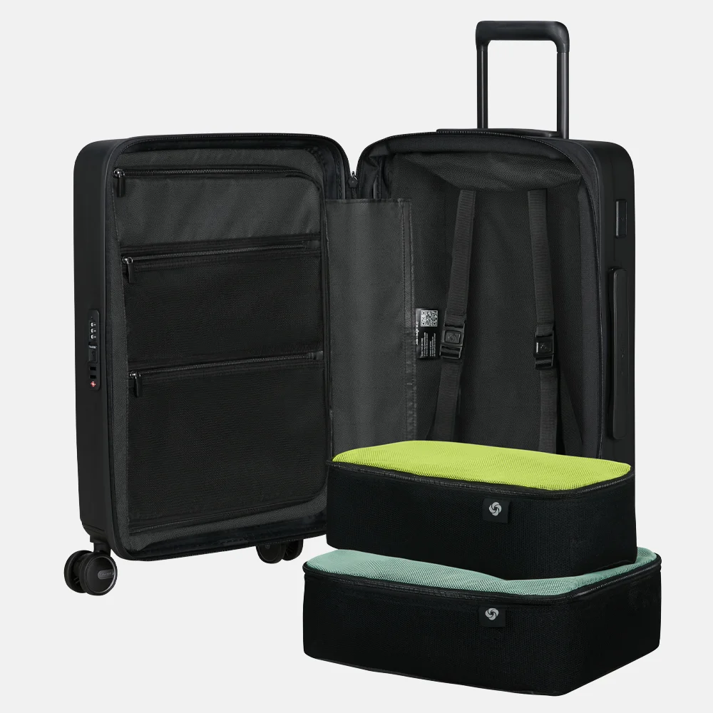 Samsonite Restackd frontpocket handbagage koffer 55 cm black bij Duifhuizen