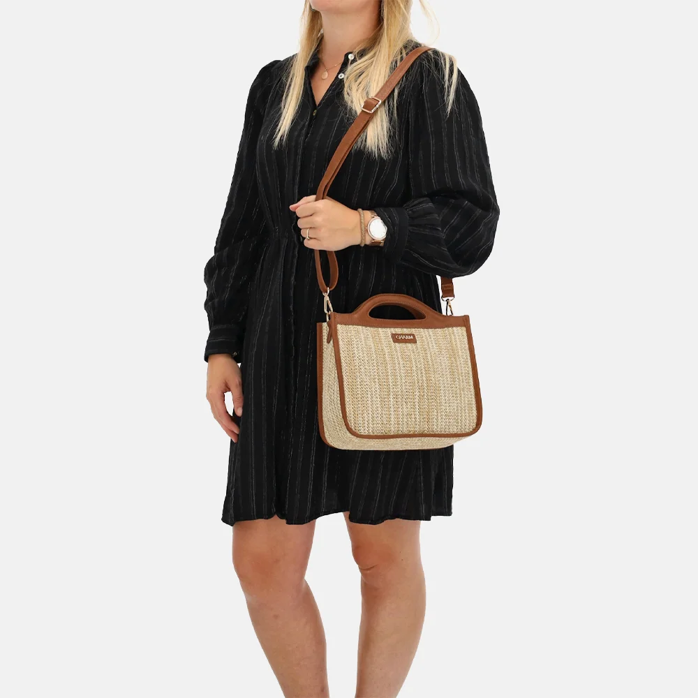 Charm London Hillingdon handtas beige/cognac bij Duifhuizen