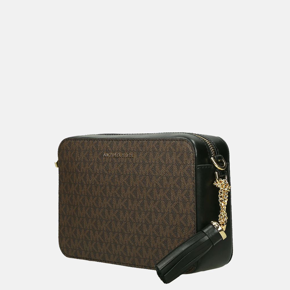 Michael Kors Jet Set camera bag crossbody tas brown acorn bij Duifhuizen