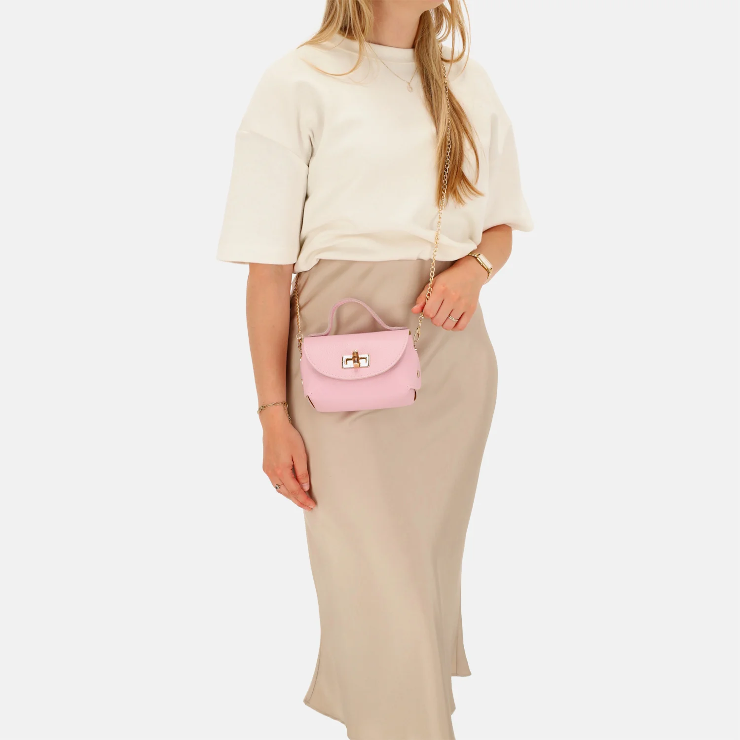 Charm London Bamboo handtas lichtroze bij Duifhuizen