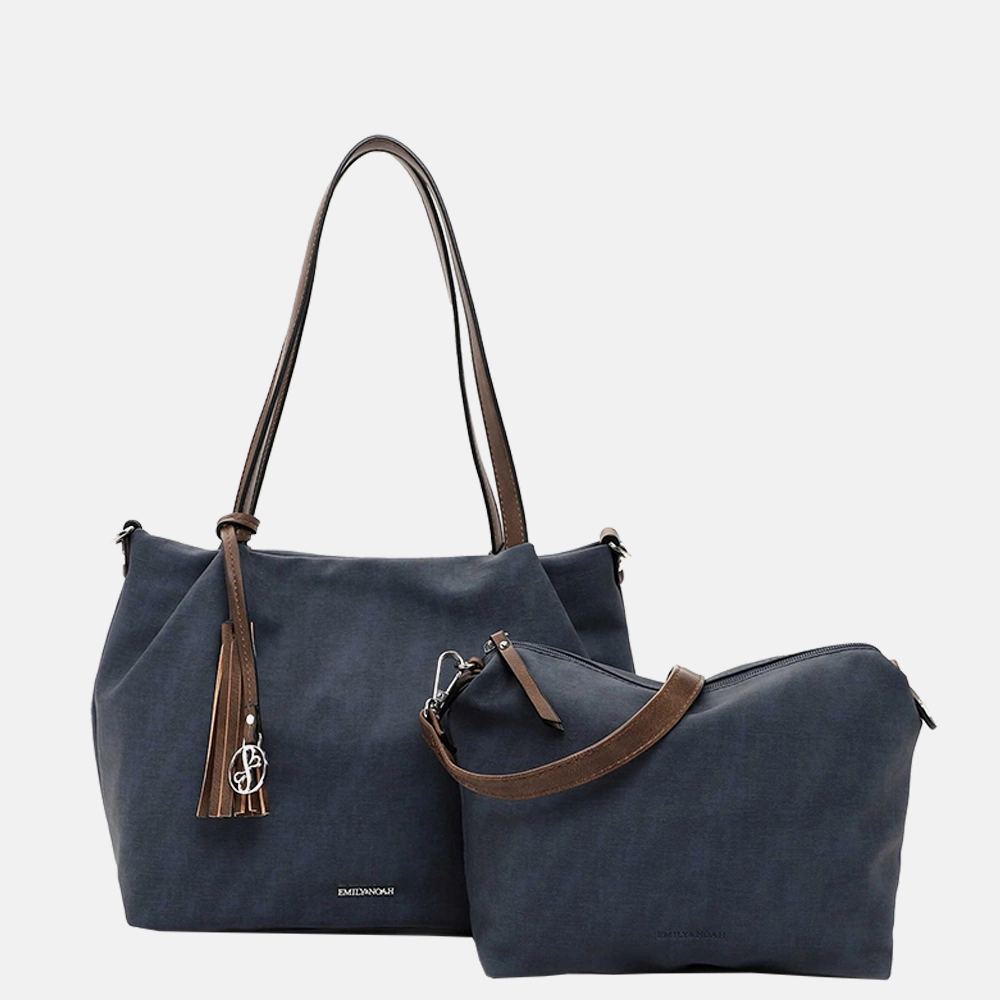 Emily & Noah Elke shopper blue/taupe bij Duifhuizen