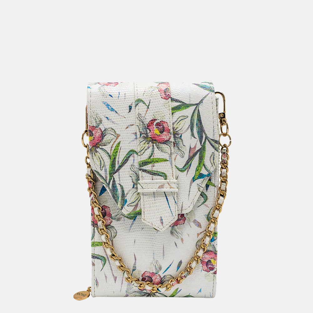MŌSZ Phone-bag telefoontas vegan white floral/gold