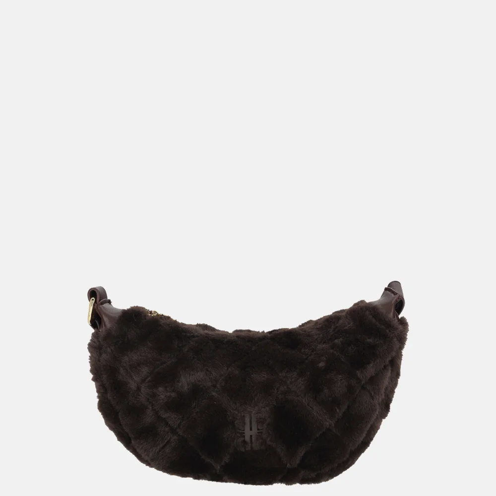 Laurent David Gloria crossbody tas faux fur chocolade bij Duifhuizen