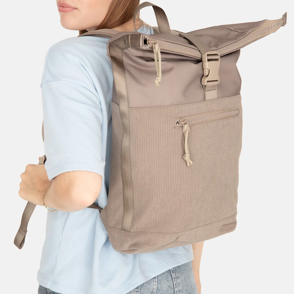 New Rebels New York rugzak rolltop 13 inch taupe bij Duifhuizen