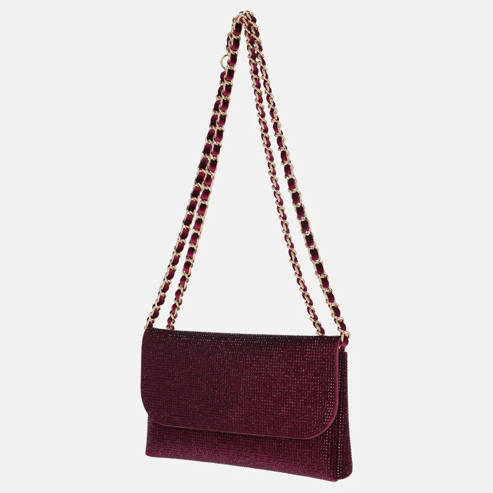 Flora & Co clutch strass bordeaux bij Duifhuizen