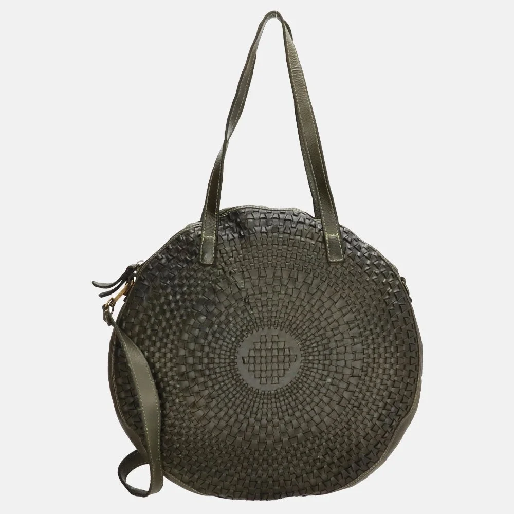 Hide & Stitches Dolemites rond shopper olijfgroen bij Duifhuizen