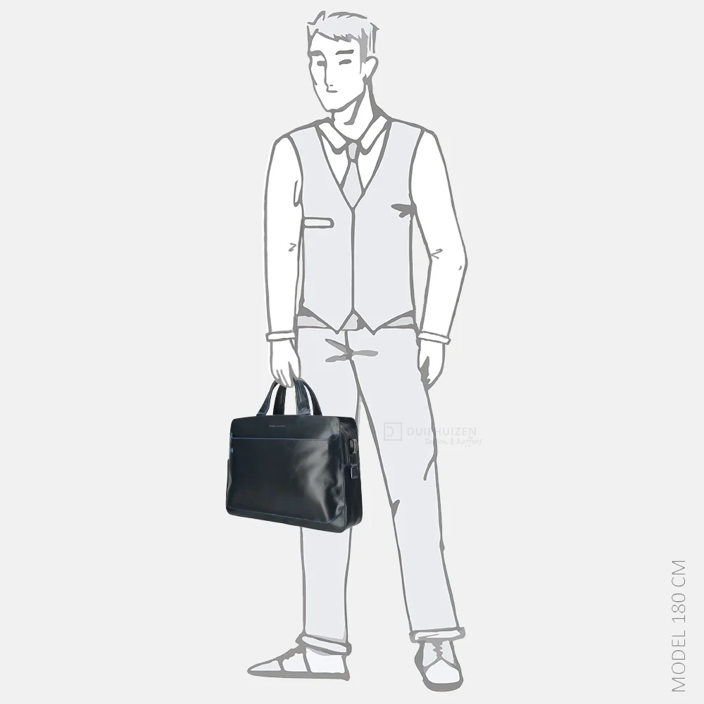 Piquadro laptoptas 15.6 inch blue bij Duifhuizen