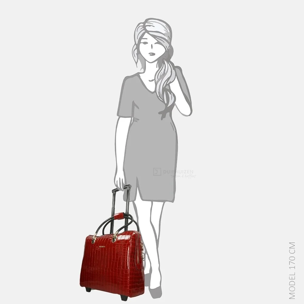 Olivia Lauren Alice business trolley croco rouge bij Duifhuizen