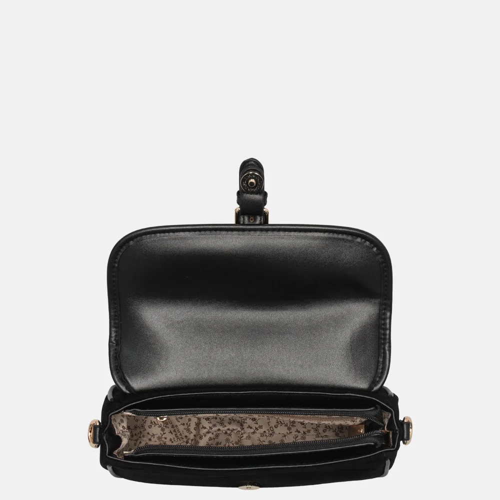 Flora & Co Suedine crossbody tas noir bij Duifhuizen