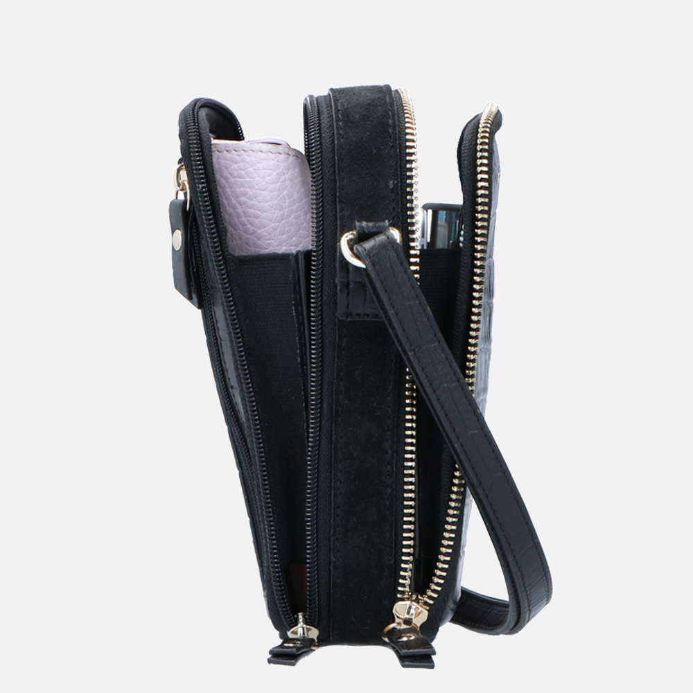 LouLou Essentiels Classy Croco telefoontas black bij Duifhuizen