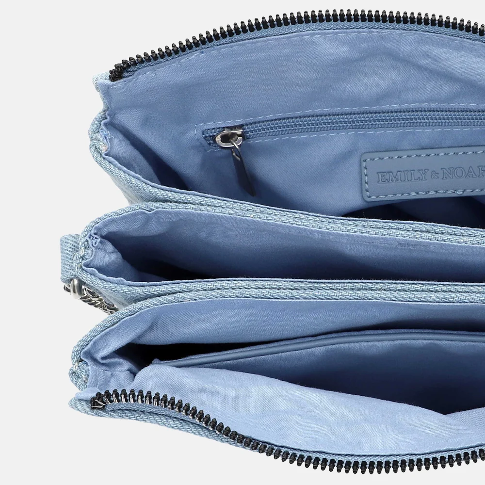 Emily & Noah Juliane crossbody tas denim strass light blue bij Duifhuizen