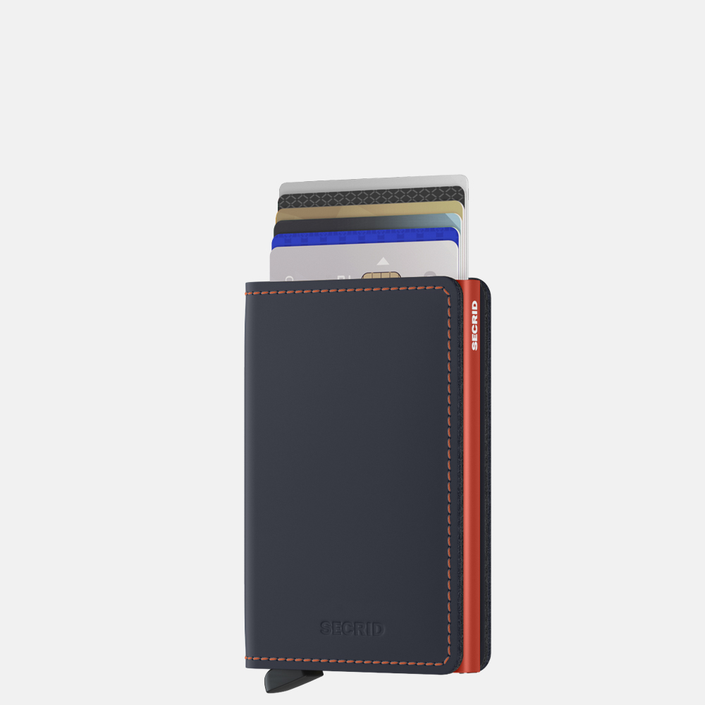 Secrid Slimwallet pasjeshouder matte night blue orange bij Duifhuizen