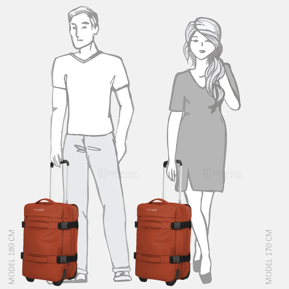 Travelite Bolonia wieltas S 53cm orange bij Duifhuizen