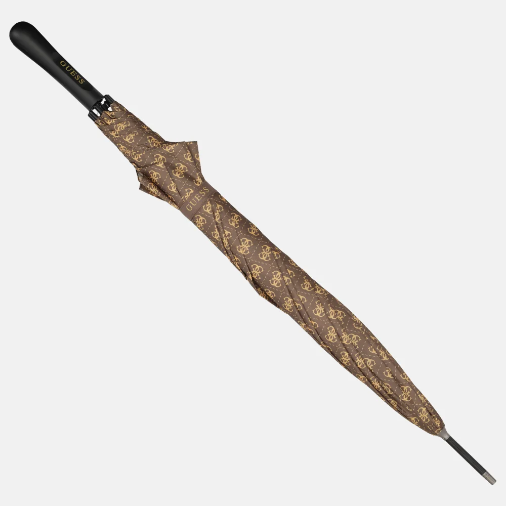 Guess stokparaplu logo brown/ochre bij Duifhuizen