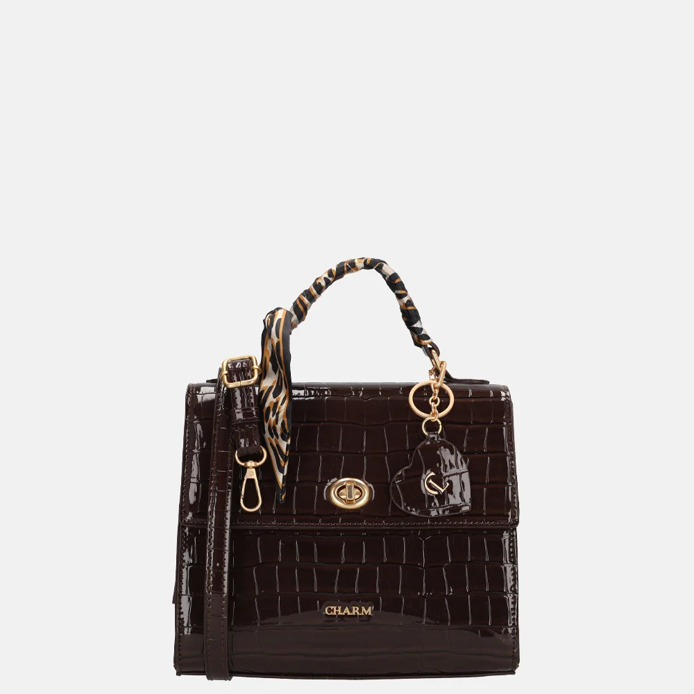 Charm London Knightsbridge handtas croco donkerbruin