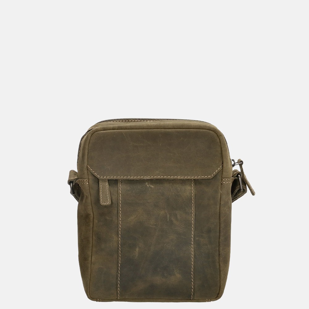 Hide & Stitches Idaho crossbody tas olive green bij Duifhuizen
