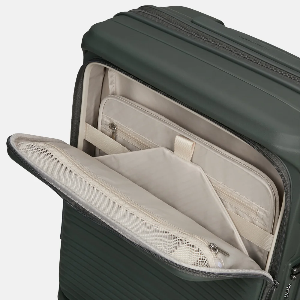 Samsonite Paralux HS Spinner handbagage koffer expendable 55 cm olive bij Duifhuizen