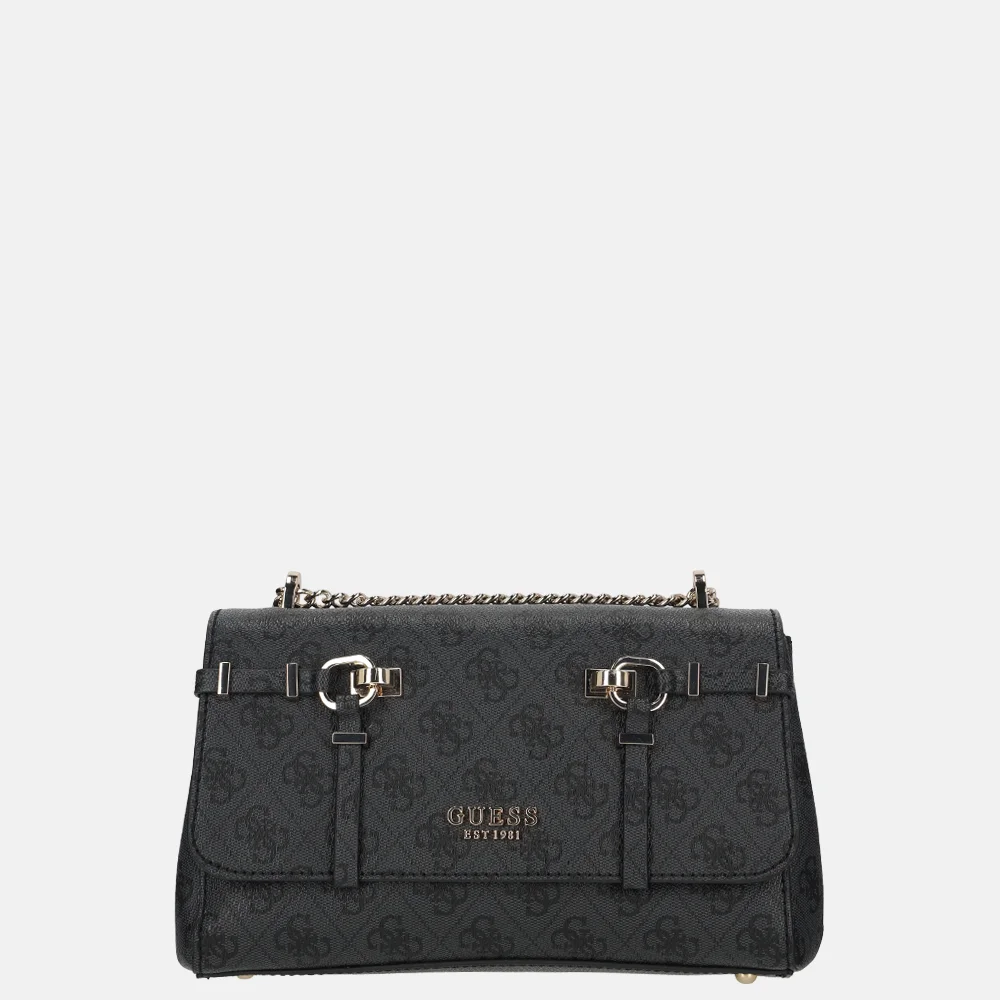 Guess Leona convertible crossbody tas flap coal logo bij Duifhuizen