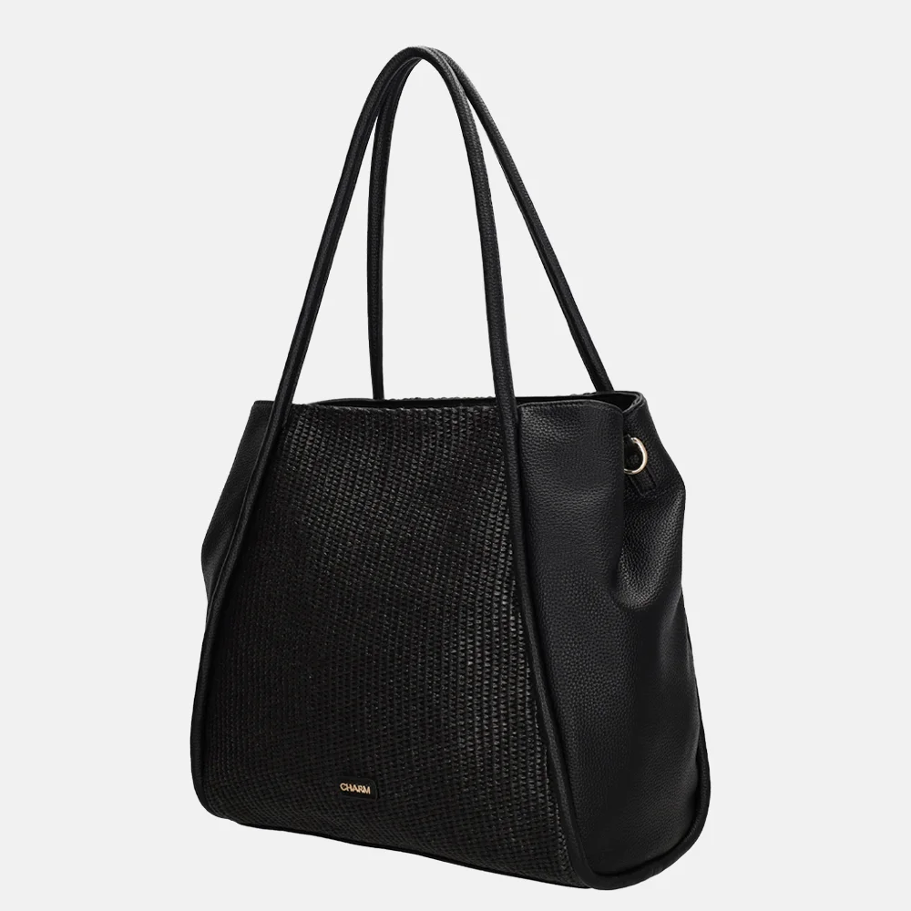 Charm London Paris shopper riet zwart bij Duifhuizen