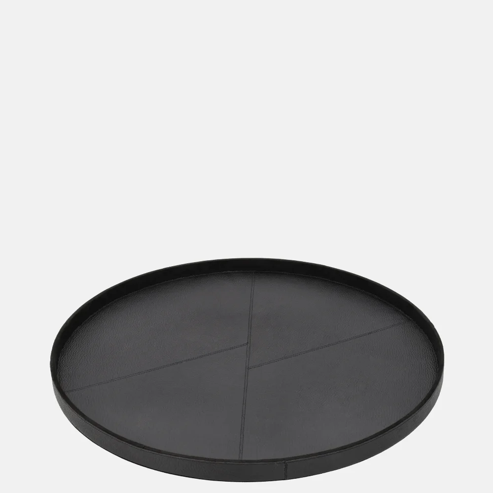 Chamada leren dienblad rond effen L black