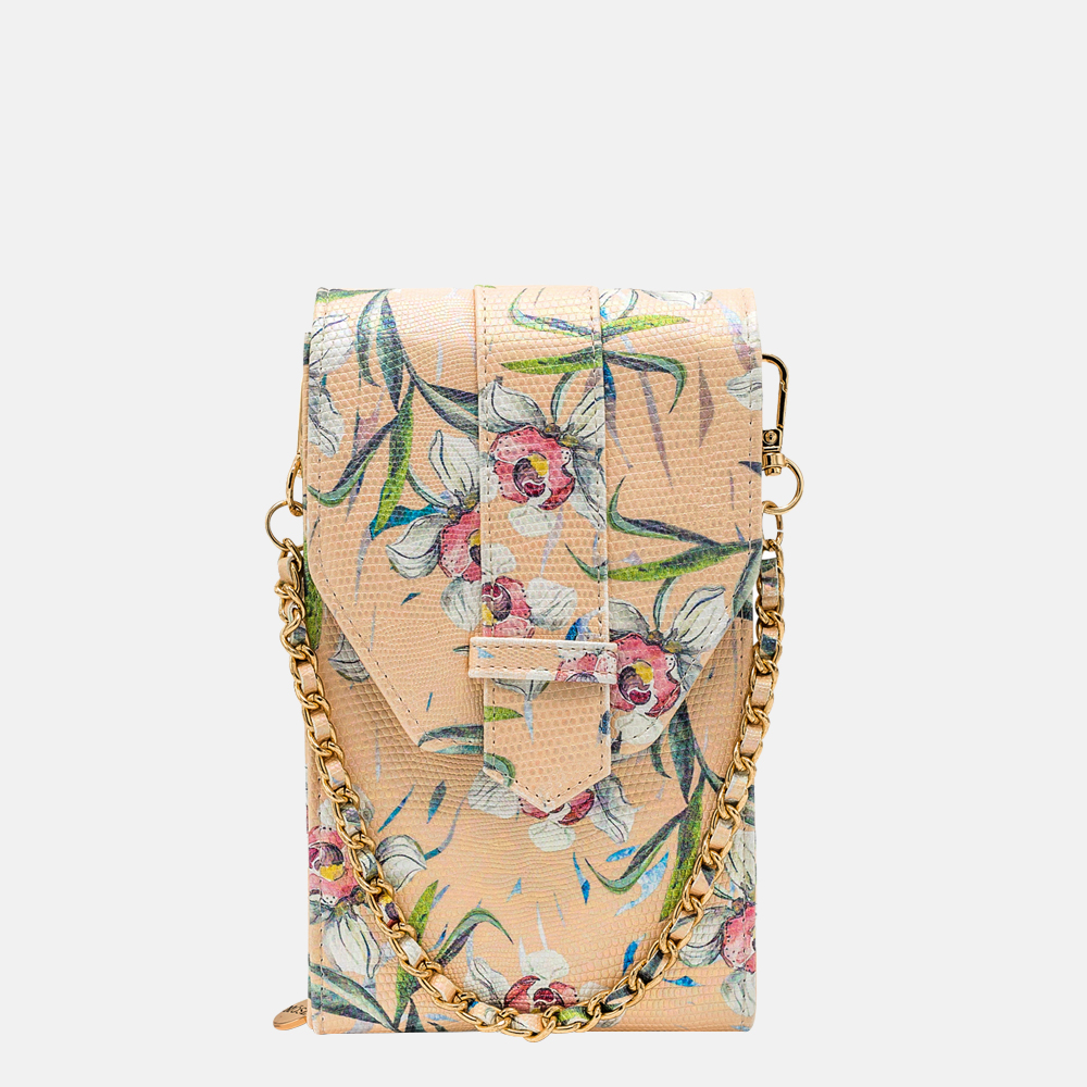 MŌSZ Phone-bag telefoontas vegan pink floral/gold