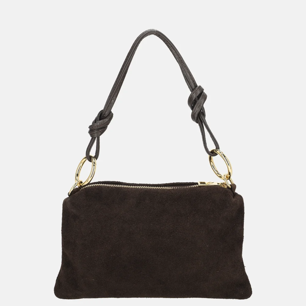 Charm London crossbody tas suede donkerbruin bij Duifhuizen