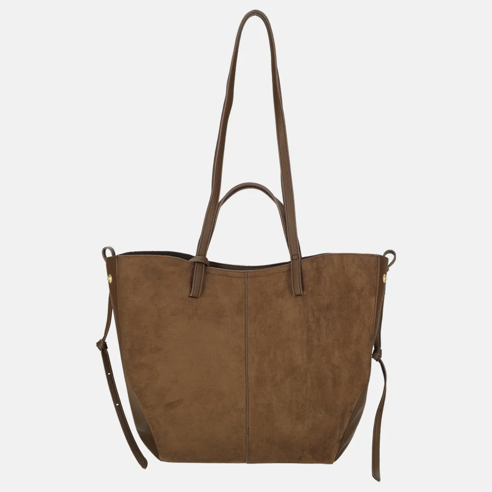 Firenze Suedine shopper L coffee bij Duifhuizen