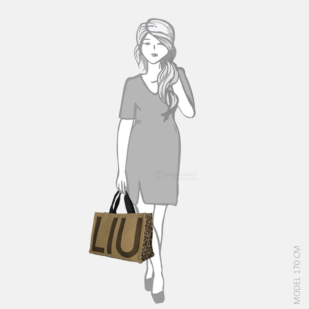 Liu Jo tote logo handtas L animalier brown bij Duifhuizen