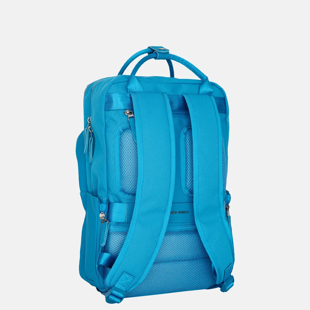 New Rebels Bruce laptoprugzak 15 inch turquoise bij Duifhuizen