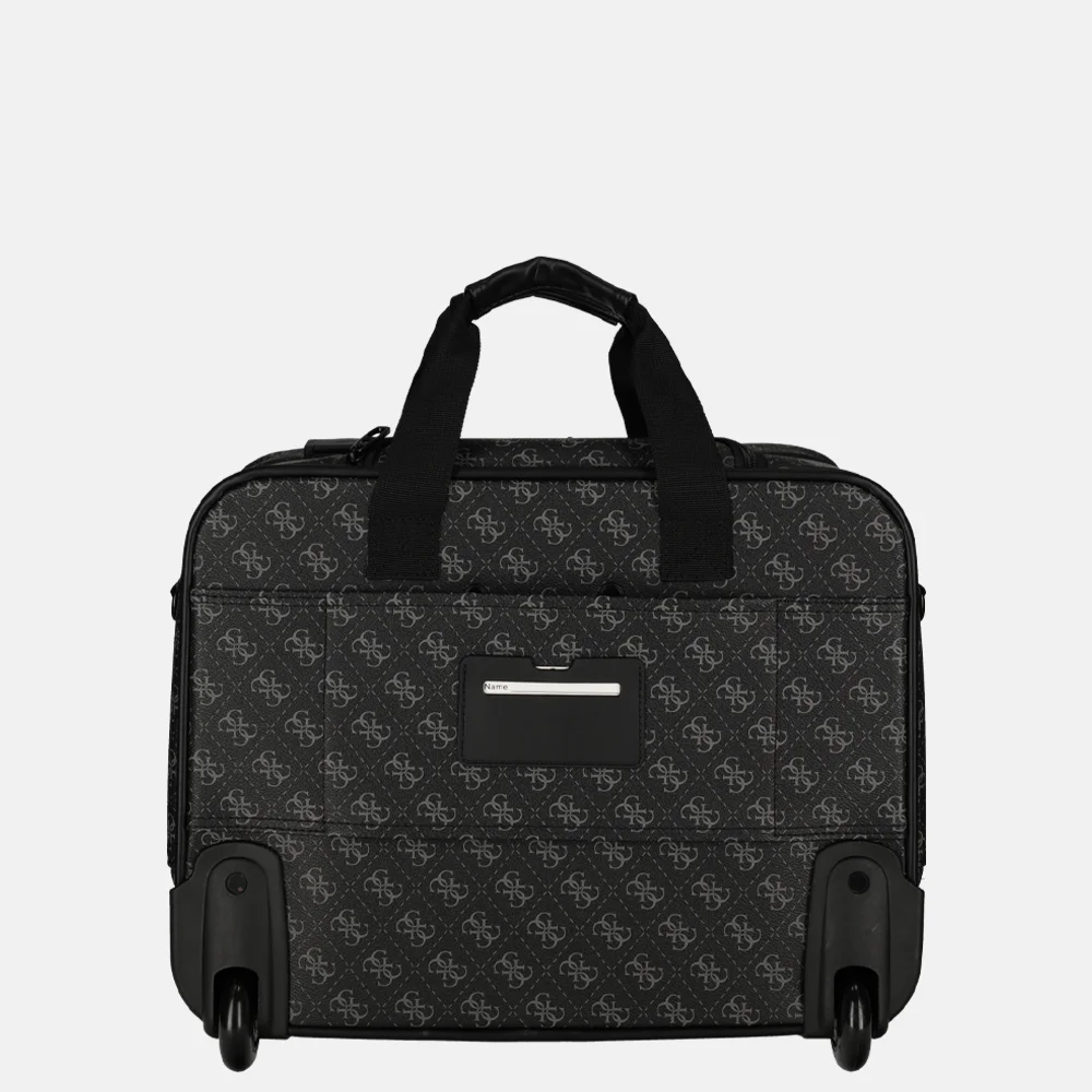 Guess Vezzola business trolley 15 inch dark black bij Duifhuizen